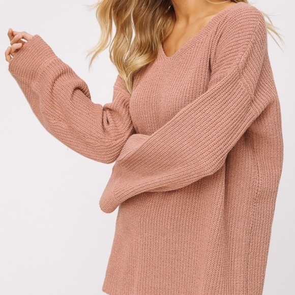 NWT Brick V-neck Bell Sleeve Sweater - Picture 5 of 8